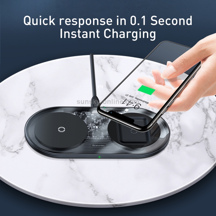 Baseus WXJK-A01 Special Version 2 in 1 18W QI Standard Fast Charging Wireless Charger for Phones & AirPods(Black) Baseus WXJK-A01 Special Version 2 in 1 18W QI Standard Fast Charging Wireless Charger for Phones & AirPods(Black)