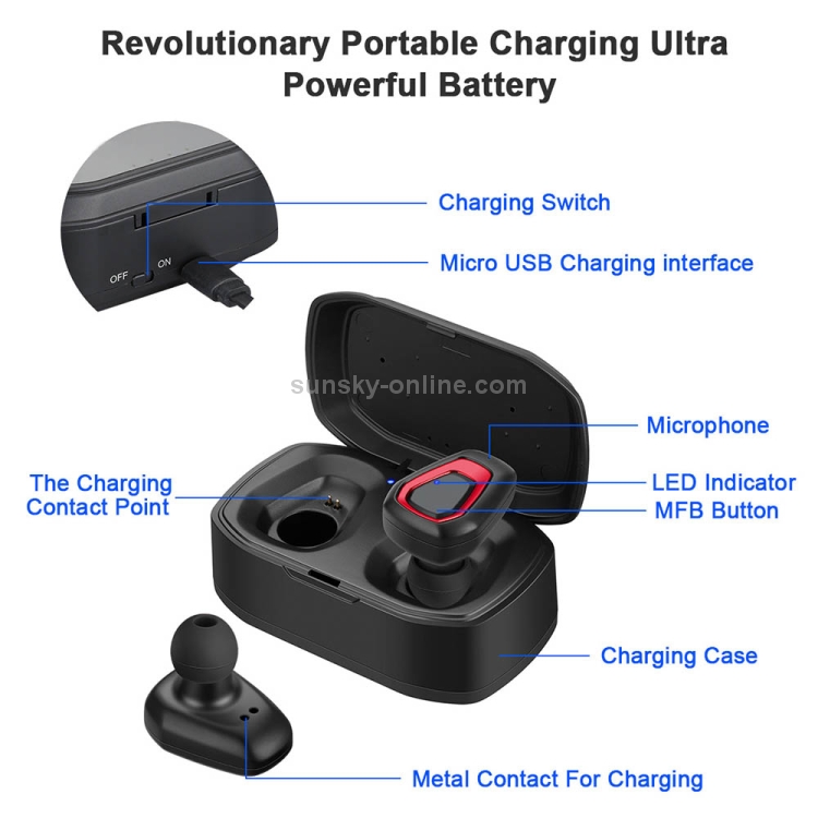 A7 TWS Bluetooth 5.0 Twin Wireless Bluetooth Earphone with Charging Box, Support Call(Black Red) A7 TWS Bluetooth 5.0 Twin Wireless Bluetooth Earphone with Charging Box, Support Call(Black Red)
