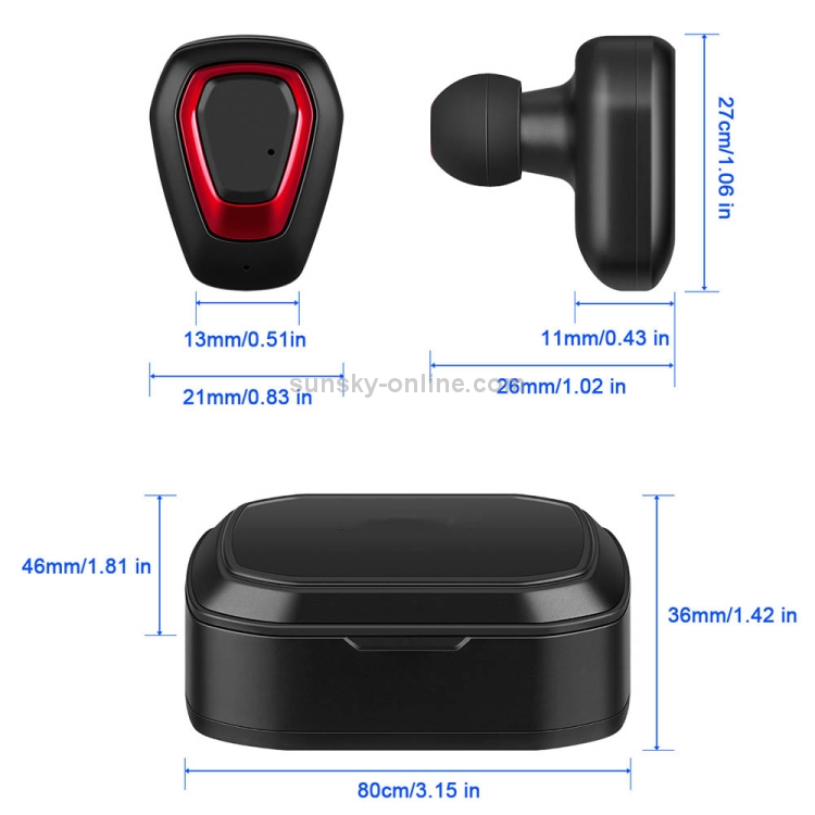 A7 TWS Bluetooth 5.0 Twin Wireless Bluetooth Earphone with Charging Box, Support Call(Black Red) A7 TWS Bluetooth 5.0 Twin Wireless Bluetooth Earphone with Charging Box, Support Call(Black Red)