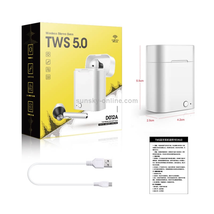 D012 TWS Bluetooth 5.0 Wireless Bluetooth Earphone with Charging Box, Support Voice Prompt & Power Display & HD Call(Gold) D012 TWS Bluetooth 5.0 Wireless Bluetooth Earphone with Charging Box, Support Voice Prompt & Power Display & HD Call(Gold)