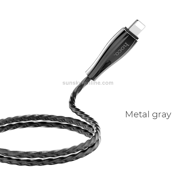 hoco U56 2.4A 8 Pin Interface Metal Armor Charging Data Cable, Length: 1.2m(Tarnish) hoco U56 2.4A 8 Pin Interface Metal Armor Charging Data Cable, Length: 1.2m(Tarnish)