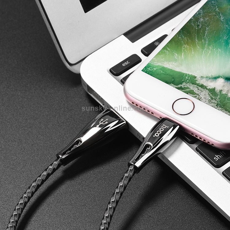 hoco U56 2.4A 8 Pin Interface Metal Armor Charging Data Cable, Length: 1.2m(Tarnish) hoco U56 2.4A 8 Pin Interface Metal Armor Charging Data Cable, Length: 1.2m(Tarnish)