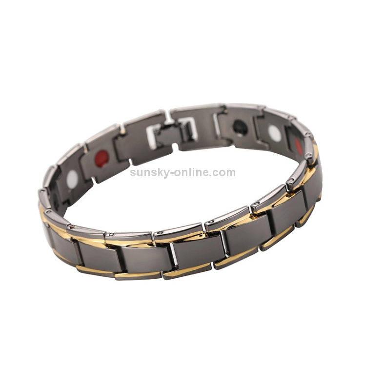 Men Detachable Titanium Steel Magnetic Therapy Bracelet Jewelry(Black Gold) - 1