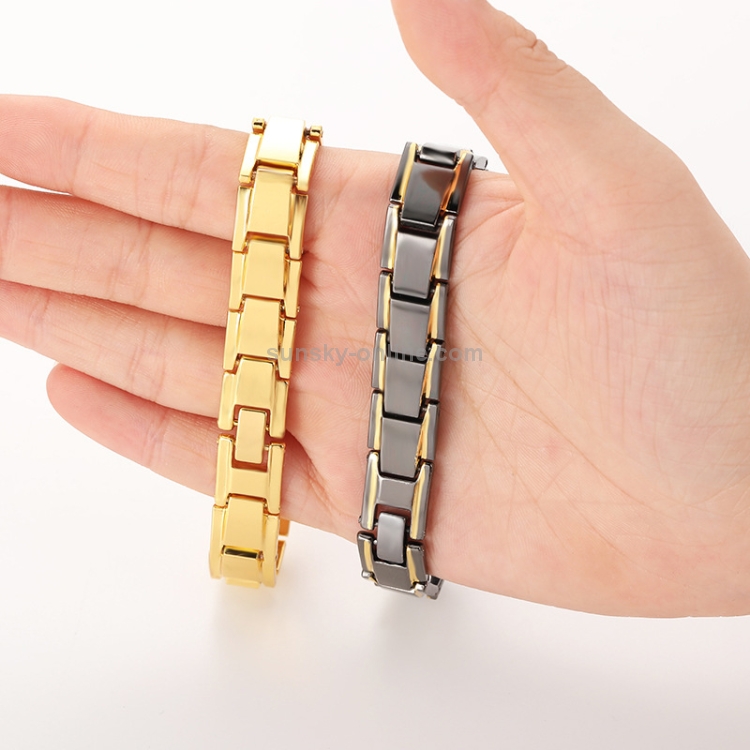 Men Detachable Titanium Steel Magnetic Therapy Bracelet Jewelry(Black Gold) - B1