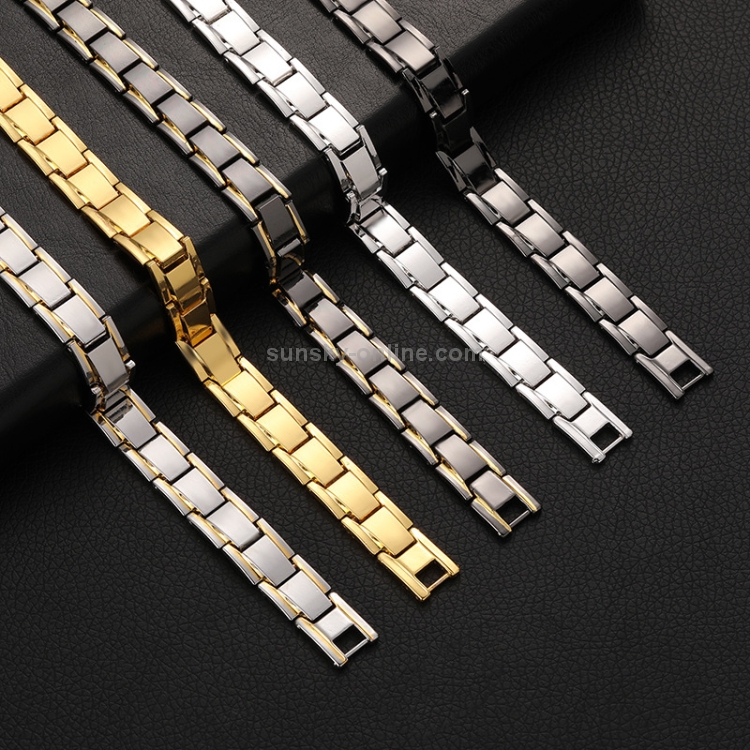 Men Detachable Titanium Steel Magnetic Therapy Bracelet Jewelry(Black Gold) - B2