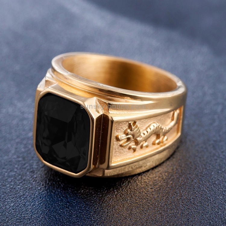 Orisun | Anello con sigillo in acciaio inossidabile color argento e onice nero | Disponibile