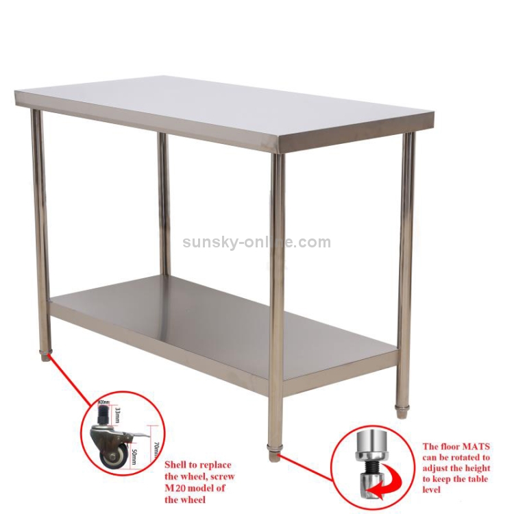Stainless Steel Table, 60 x 24 Inches Folding Heavy Duty Table for