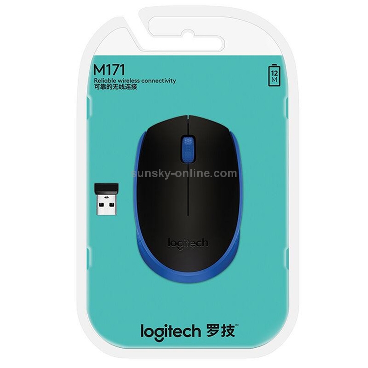 Logitech M171 1000dpi Mouse inalámbrico USB con receptor 2.4G (azul) - 3