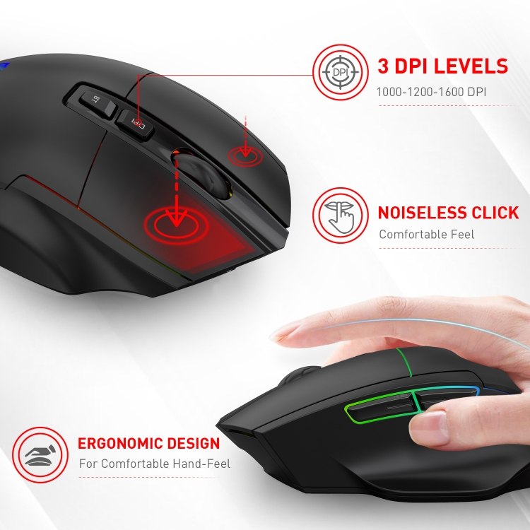 MKESPN X11 Bluetooth Three-modes Charging Wireless RGB Gaming Mouse - 2