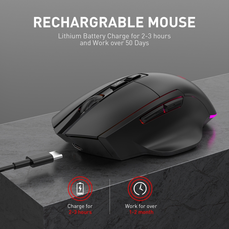 MKESPN X11 Bluetooth Three-modes Charging Wireless RGB Gaming Mouse - 4