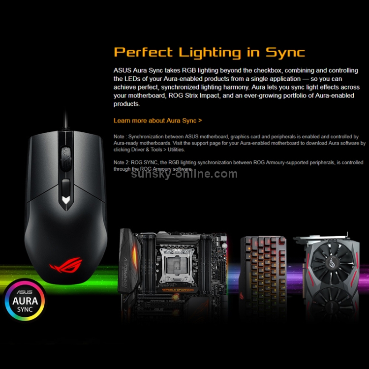 Sunsky Asus Strix Impact P303 Usb Con Cable Rgb Light 5000dpi Optical E Sport Gaming Mouse