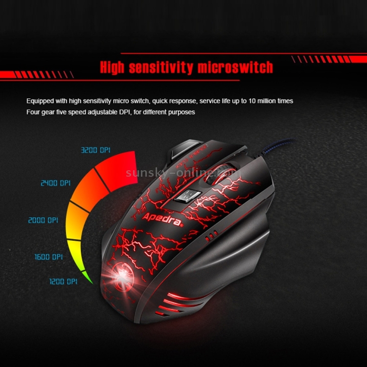 Apedra iMICE A7 High Precision Gaming Mouse LED four color controlled ...