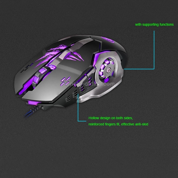 Apedra iMICE A8 High Precision Gaming Mouse LED Four Color Controlled Breathing Light USB 6 Buttons 3200 DPI Wired Optical Gaming Mouse for Computer PC Laptop(Black) - 9