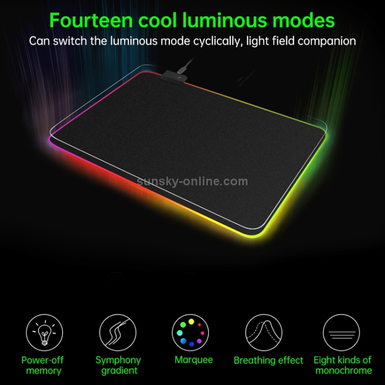 Colorido LED LED Cerradura de engrosamiento del teclado Juego de la almohadilla del mouse, Tamaño: 800 x 300 x 4 mm - 3