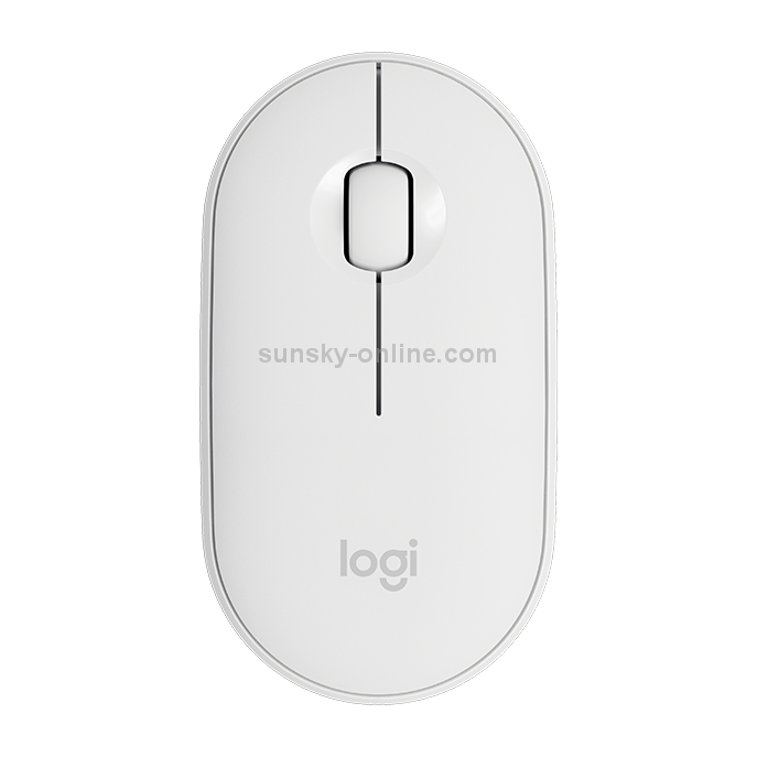 Logitech Pebble Cobblestone Shape Thin 3 teclas 1000DPI Mute Wireless Bluetooth Optical Mouse, alcance inalámbrico: 10 m (blanco) - 1
