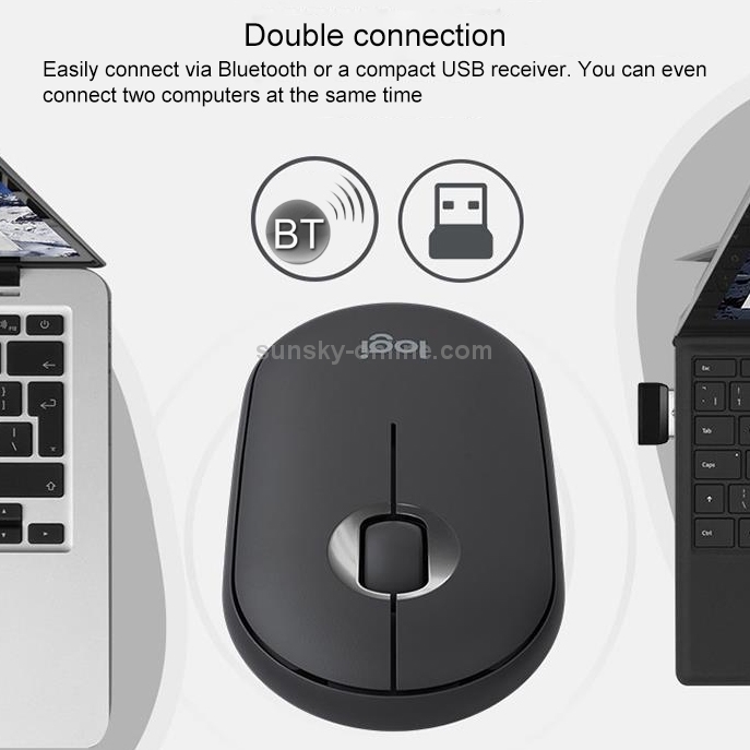 Logitech Pebble Cobblestone Shape Thin 3 teclas 1000DPI Mute Wireless Bluetooth Optical Mouse, alcance inalámbrico: 10 m (blanco) - 10