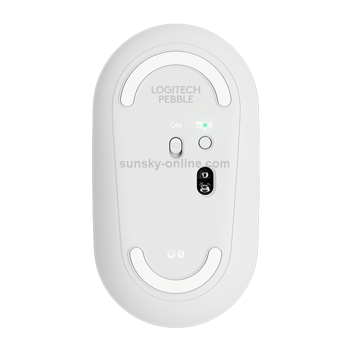 Logitech Pebble Cobblestone Shape Thin 3 teclas 1000DPI Mute Wireless Bluetooth Optical Mouse, alcance inalámbrico: 10 m (blanco) - 3