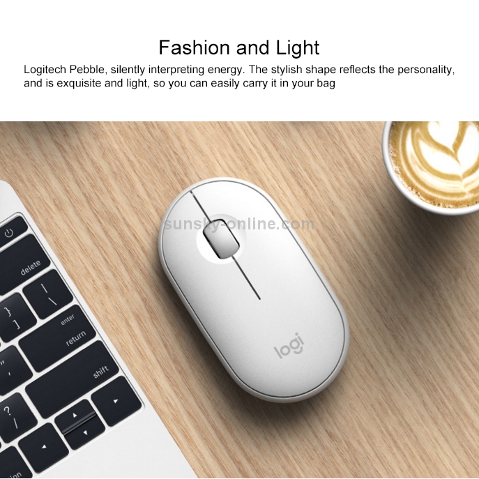 Logitech Pebble Cobblestone Shape Thin 3 teclas 1000DPI Mute Wireless Bluetooth Optical Mouse, alcance inalámbrico: 10 m (blanco) - 7