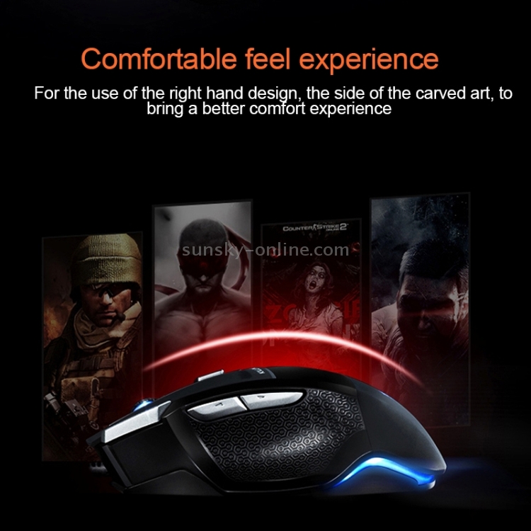 AULA Series SoulKiller II Colorful Light 7D Optical Competitive USB Wired Game Mouse, resolución máxima de 3500 DPI (negro) - 7