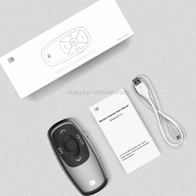 Doosl DSIT011 2.4GHz Mini control remoto recargable para presentaciones de PowerPoint, distancia de control: 100 m (negro) - 9