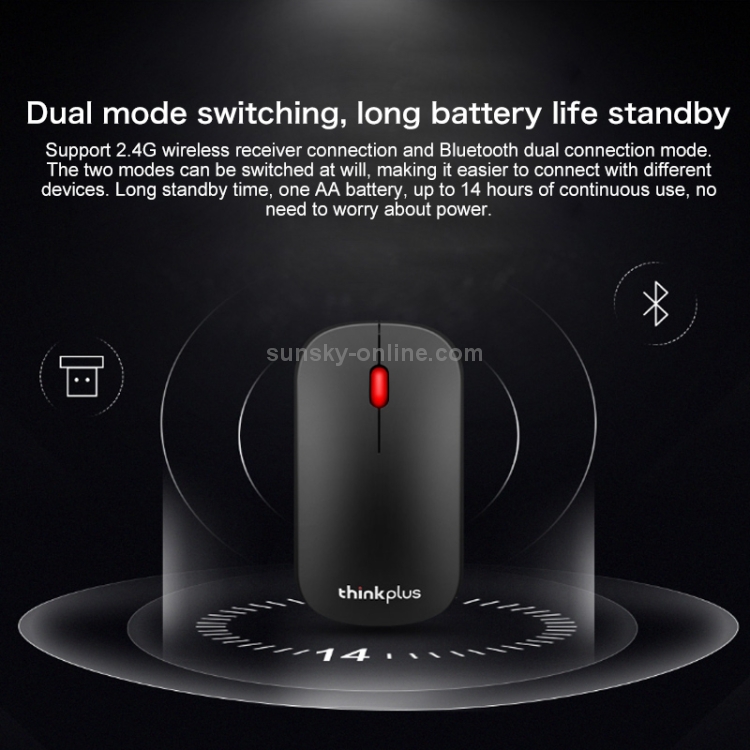 Ratón inalámbrico Bluetooth portátil de estilo empresarial Lenovo thinkplus (negro) - 8