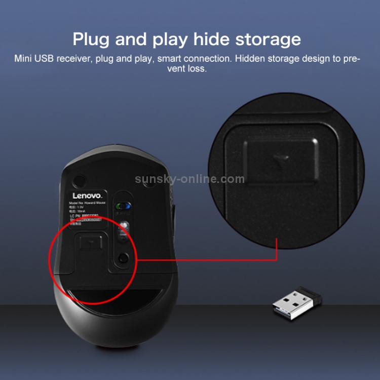 Ratón Bluetooth inalámbrico de modo dual Lenovo Howard (blanco) - 10