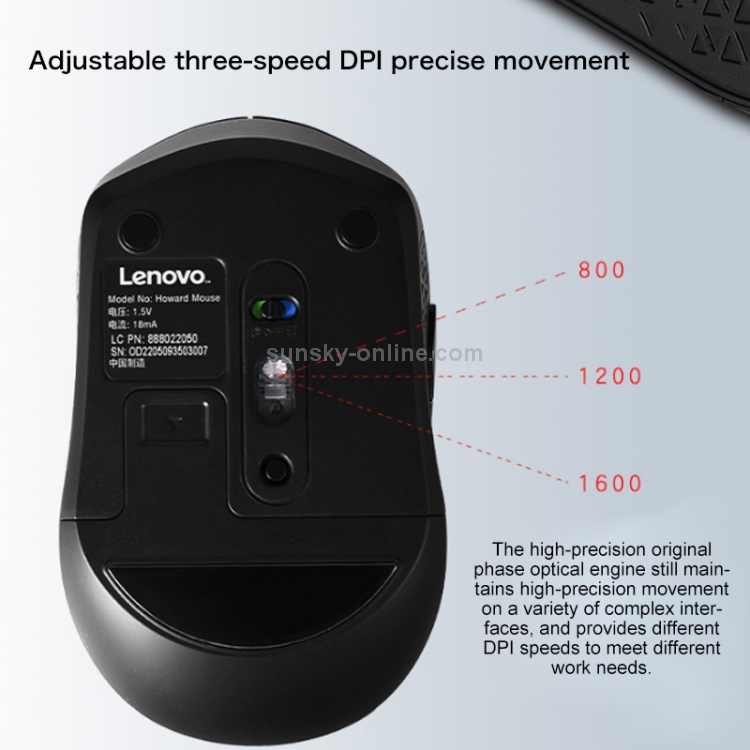 Ratón Bluetooth inalámbrico de modo dual Lenovo Howard (blanco) - 7