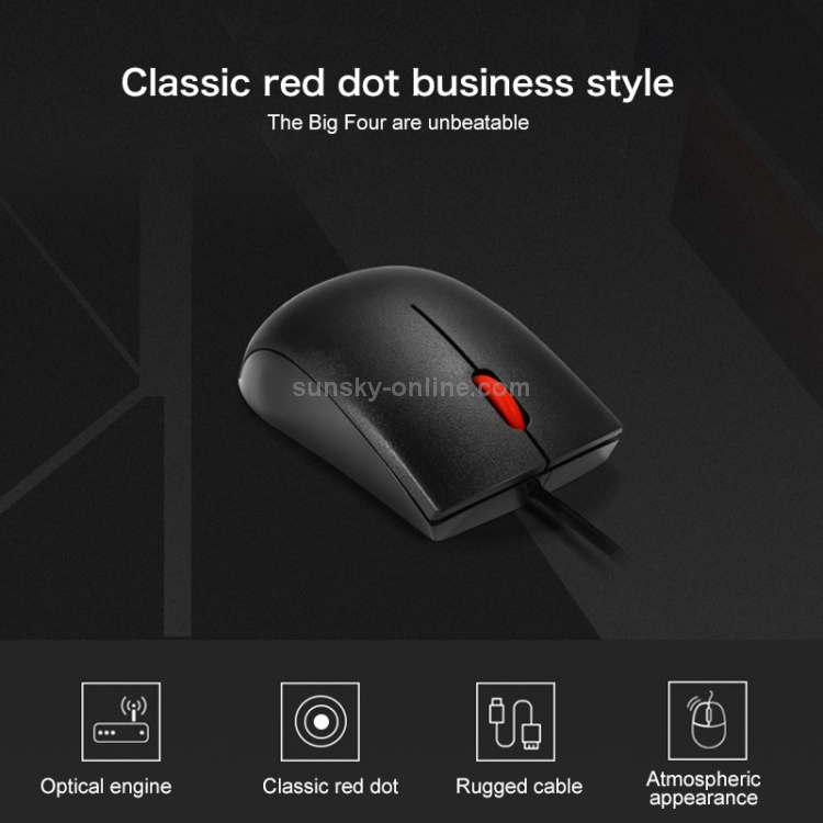 Ratón con cable Lenovo M120 Pro Fashion Office Red Dot (negro) - 7
