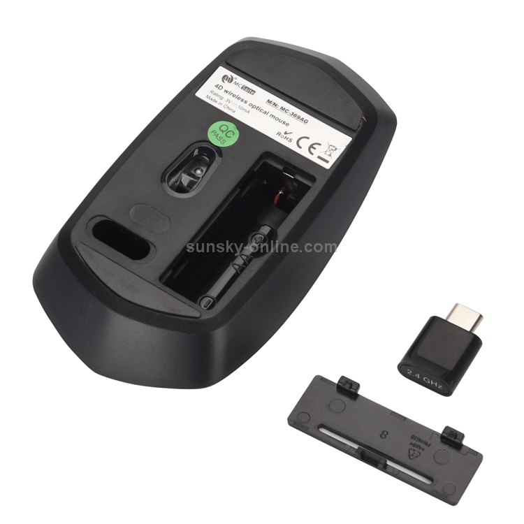 MCSaite MC-369AG USB-C / Type-C 1600DPI Mouse óptico inalámbrico ajustable de tres velocidades y 4 botones - 3