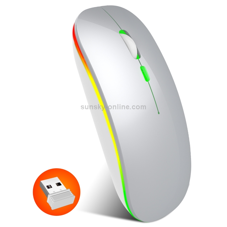 Mouse silenzioso wireless colorato HXSJ M40 a 4 tasti 2.4G (argento)