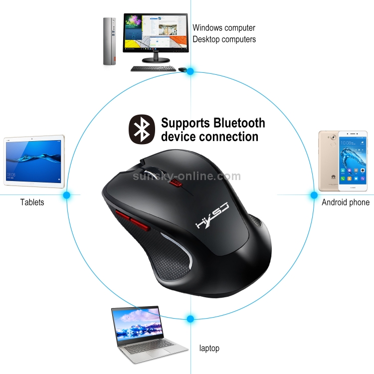 HXSJ T21 2.4GHz Bluetooth 3.0 6 teclas Inalámbrico 2400DPI Ratón óptico ajustable para juegos de cuatro velocidades para computadoras de escritorio / portátiles - 7