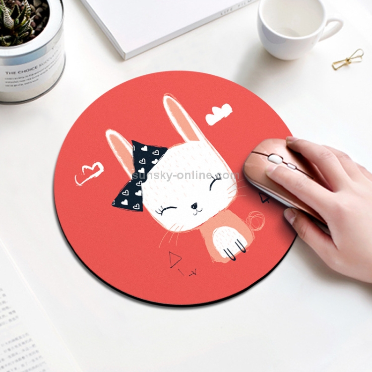 Alfombrilla de ratón circular con diseño de conejo y lazo, diámetro: 22 cm - 1
