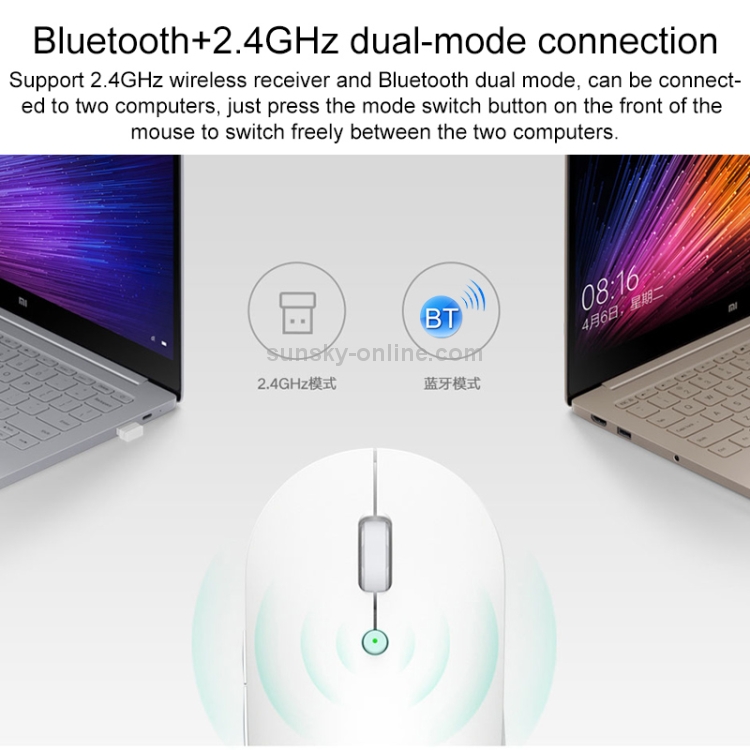 Ratón silencioso de modo dual Xiaomi 2.4G inalámbrico Bluetooth 4.2 original (negro) - B4