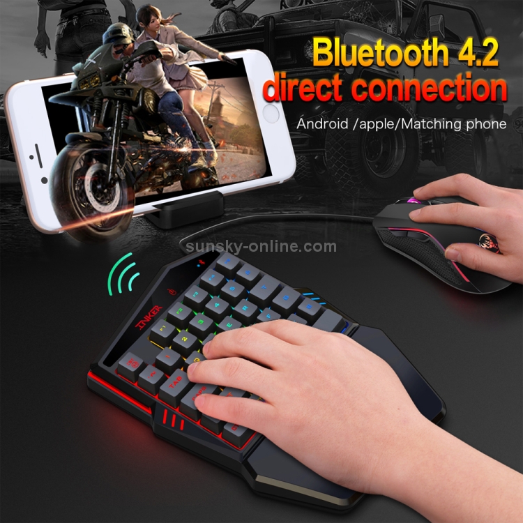HXSJ V100 + A876 jeu mobile Keyboard câblé d'une main + Set de souris