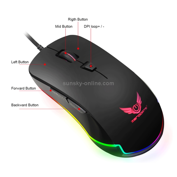 Acquista Tastiera da Gioco HXSJ V100 Una Tastiera da Gioco Una Mano + Mouse  da Gioco A869 a 7-color 3200dpi + Set di Convertitori Per Mouse Tastiera P6  dalla Cina