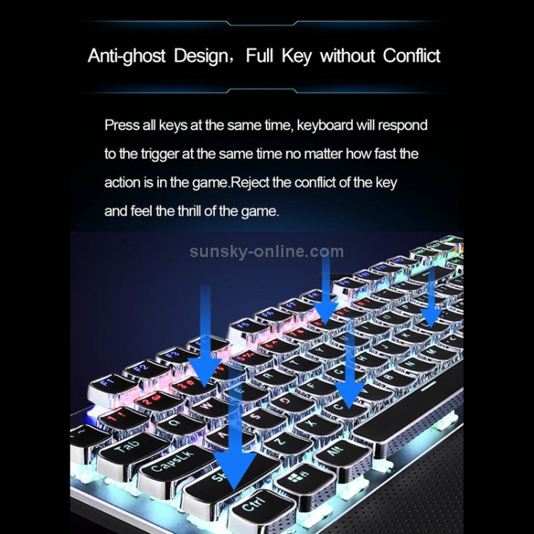 AULA F2088 PBT Keycap 108 Keys White Backlight Mechanical Blue Switch Wired Gaming Keyboard(Black White) - B8