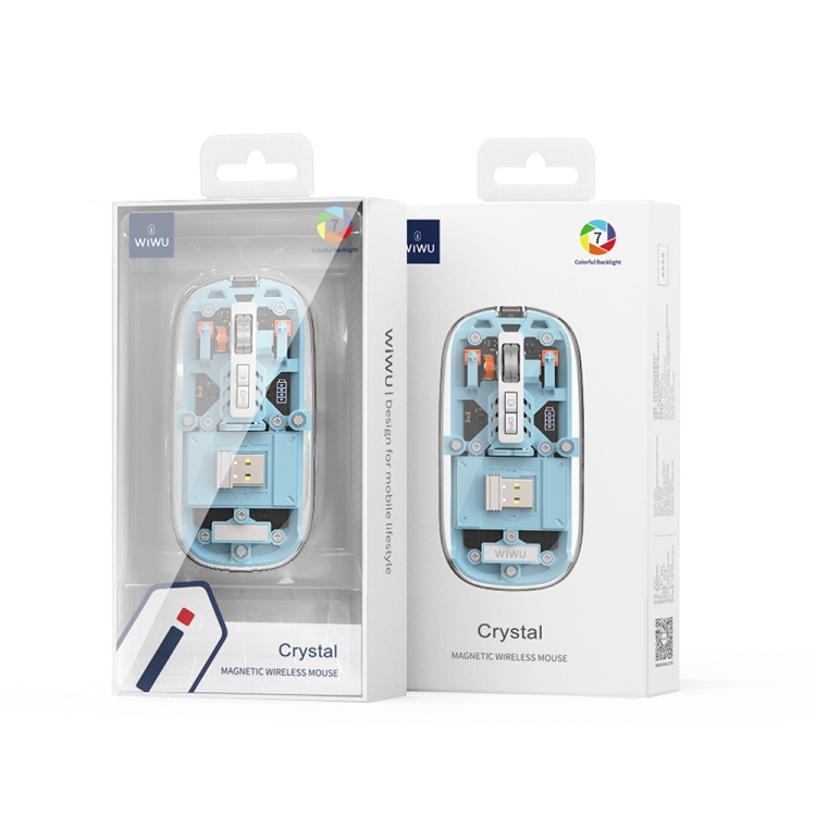 WIWU Crystal Wireless Mouse WM105 Ratón inalámbrico silencioso recargable de tres modos (azul) - B6