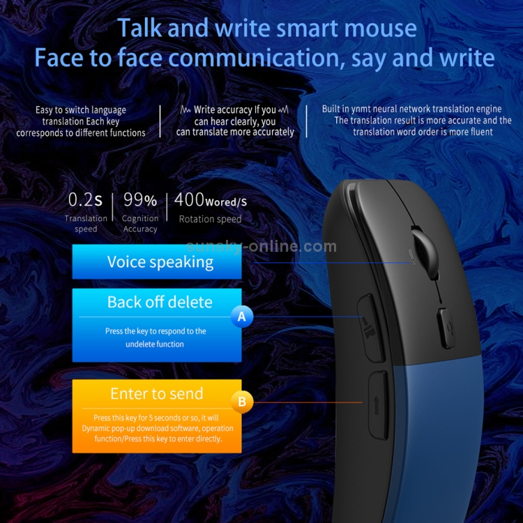 Sunsky Boeleo Bm01 Smart Voice Language Translation Wireless Mouse Blue