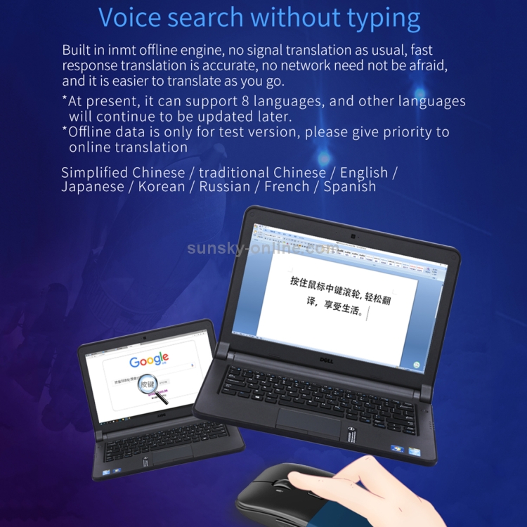Boeleo BM01 Smart Voice Language Translation Mouse inalámbrico (azul) - 6
