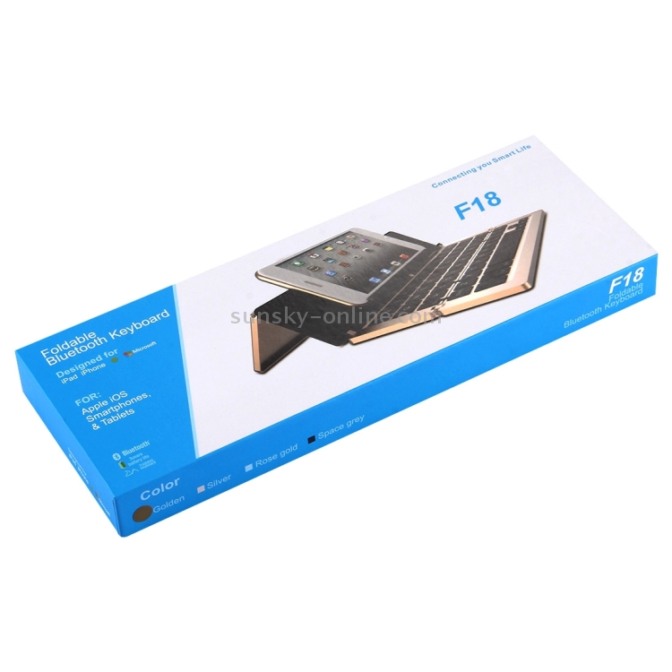 Wireless Keyboard F18 Ultra-Slim Rechargeable Foldable 58 Keys Bluetooth Wireless Keyboard with Holder Color : Silver Grey