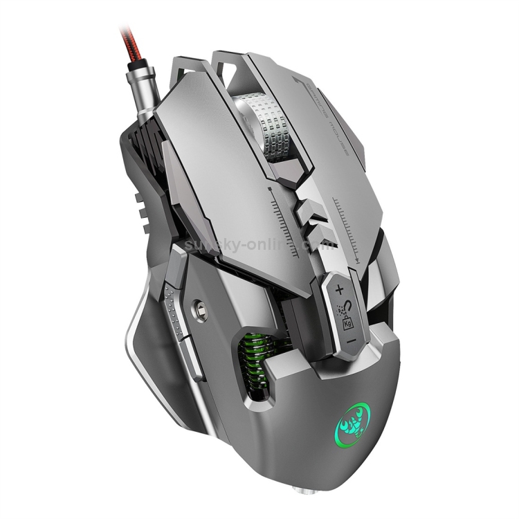 Silver Grey Mouse J800 6400DPI 7 Keys Adjustable RGB Light Mechanical Gaming Mouse yf 