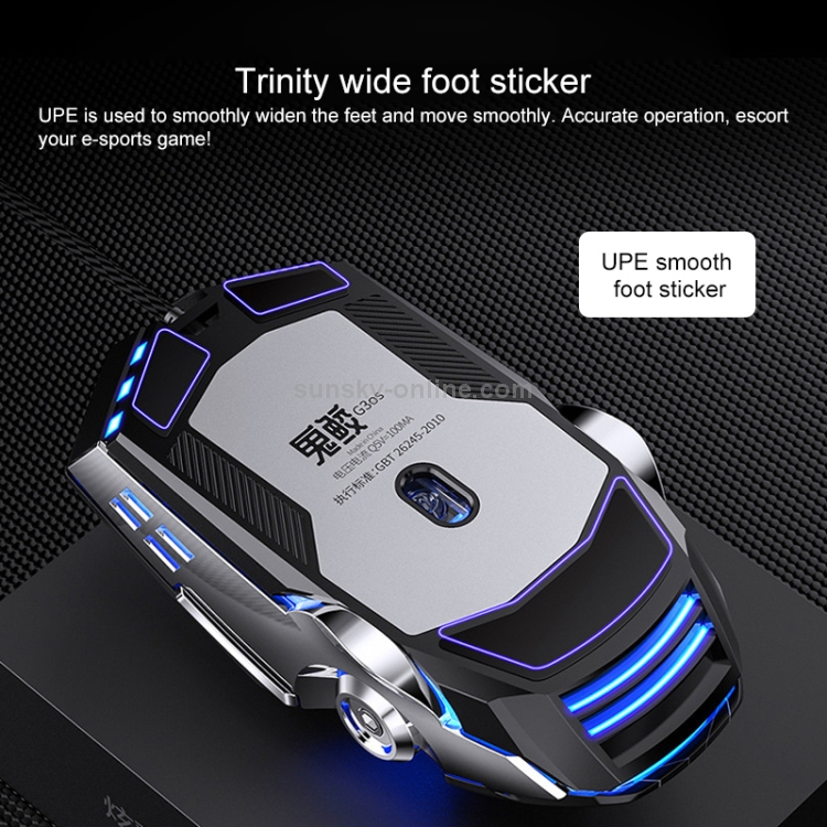 Yindiao 3200DPI 4-Modos Ajustable 7-Keys RGB Light Wired Gaming Mouse, Estilo: Versión de audio (Blanco) - 3