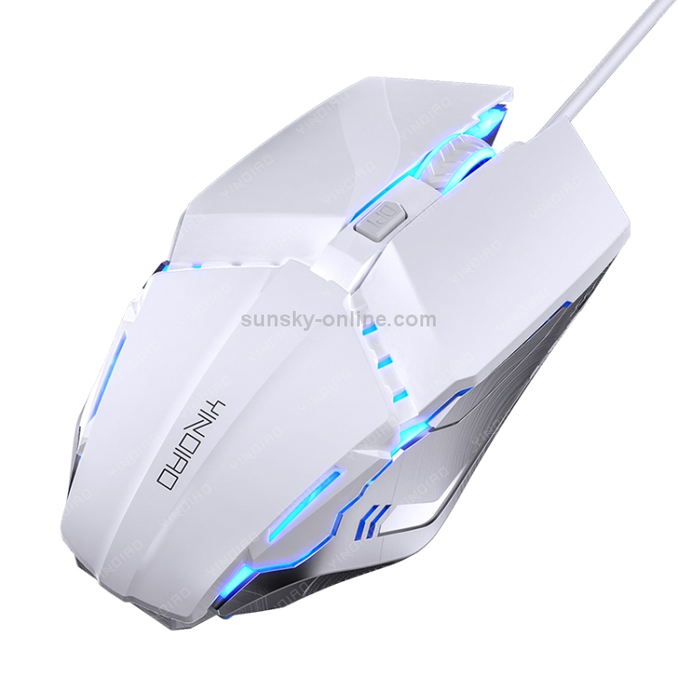 Yindiao 6 Keys Office Gaming USB Mouse con cable mecánico (blanco) - 1