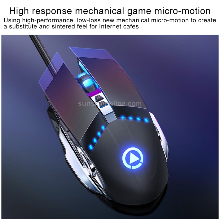 YINDIAO G3PRO 3200DPI 4 modos Ajustable 7 teclas RGB Light Silent Wired Gaming Mouse (Negro) - B1