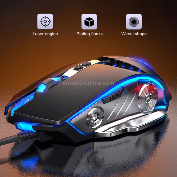 YINDIAO G3PRO 3200DPI 4 modos Ajustable 7 teclas RGB Light Silent Wired Gaming Mouse (Negro) - B6