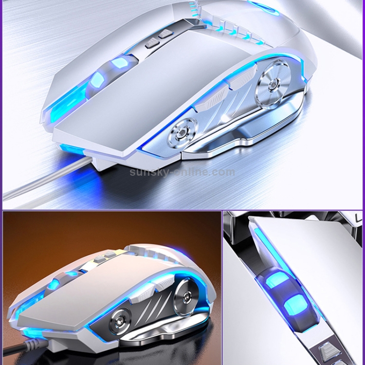 YINDIAO G3PRO 3200DPI 4 modos Ajustable 7 teclas RGB Light Wired Gaming Mouse (Blanco) - 1