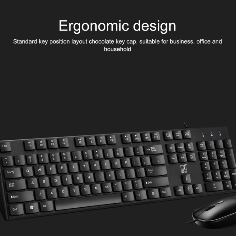 ZGB S600 Chocolate Candy Color Wired USB Keyboard Mouse Set(Black)