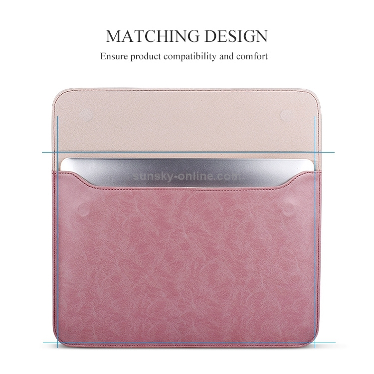 PU Leather Horizontal Invisible Magnetic Buckle Laptop Inner Bag for 15.4 inch laptops Color : Grey Pink Premium Material 
