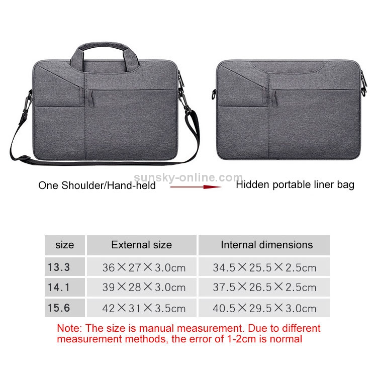 Waterproof Tear Resistance Hidden Portable Strap One-Shoulder Handbag for 13.3 inch Laptops with Suitcase Belt Color : Dark Gray 