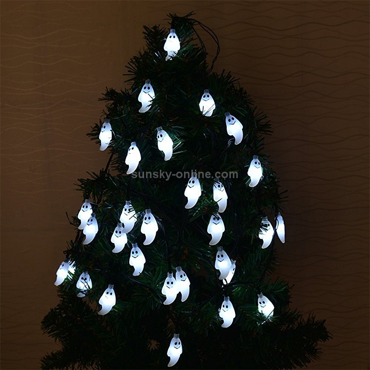 Ghost Shape 30 LEDs Outdoor Garden Waterproof Christmas Festival Decoration  Solar Lamp String (White)